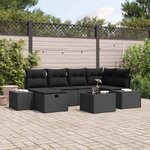 vidaXL Ensemble de canapé de jardin 7 Pièces Noir 55 x 62 x 69 cm