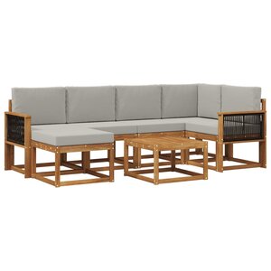 vidaXL Ensemble de canapés d'extérieur 7 pc Naturel et gris clair