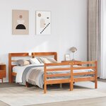 vidaXL Cadre de lit sans matelas cire marron 120x190cm bois pin massif