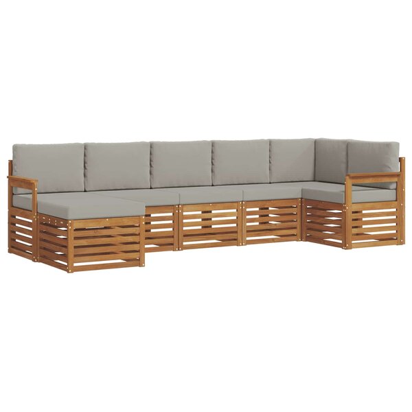 vidaXL Ensemble de canapés d'extérieur 7 pc Gris Naturel et Clair