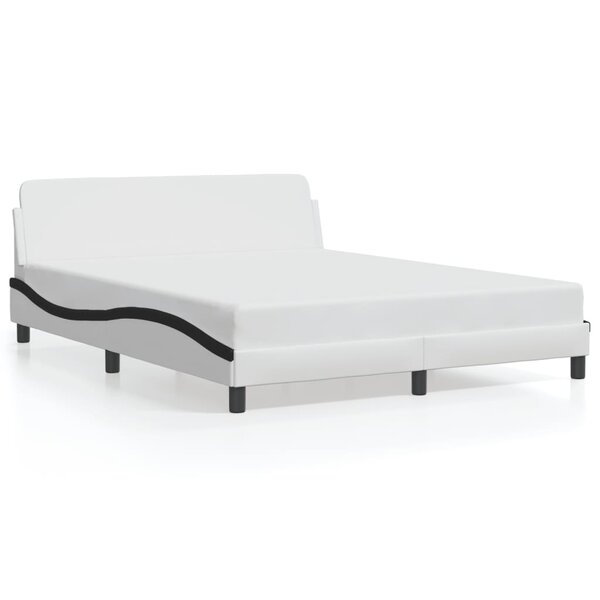 vidaXL Cadre de lit Dover blanc et noir 160x200 cm similicuir