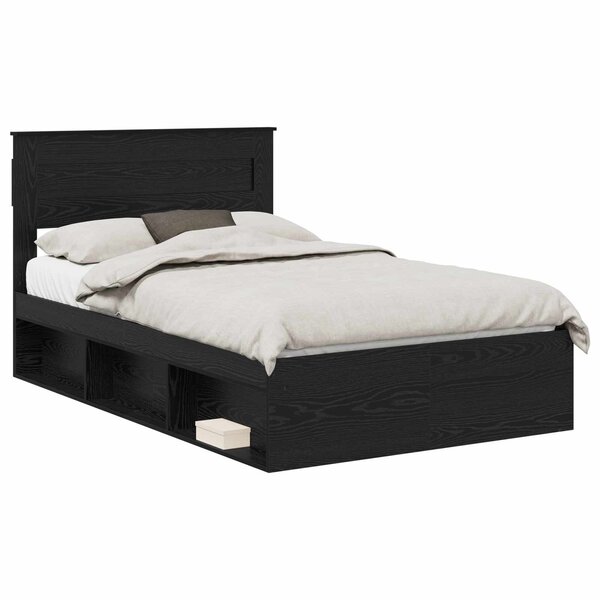vidaXL Cadre de lit avec matelas Noir 120 x 200 cm Pin massif