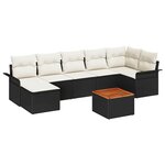 vidaXL Ensemble de canapé de jardin avec coussin 8 Pièces Noir et Crème