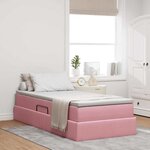 vidaXL Lit avec rangement et matelas Rose 90 x 200 cm Velours