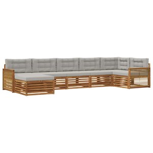 vidaXL Ensemble de canapés d'extérieur 7 Pièces Naturel et gris clair