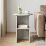 vidaXL Table d'appoint Gris béton Ø 39 5 x 55 cm Bois d'ingénierie