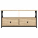 vidaXL Meuble TV chêne sonoma 90x33x45 cm bois d'ingénierie et fer