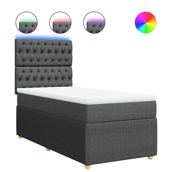 vidaXL Sommier à lattes de lit et matelas Gris foncé 90x190 cm Tissu