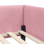 vidaXL Cadre de lit d'angle Rose 90 cm x 200 cm VeloursetContreplaqué