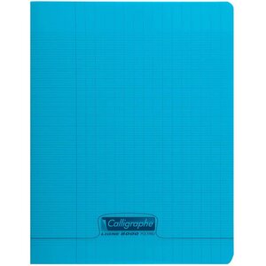 Cahier 32 pages seyès 90 g  couverture polypropylène bleu  format 17 x 22 cm  CALLIGRAPHE