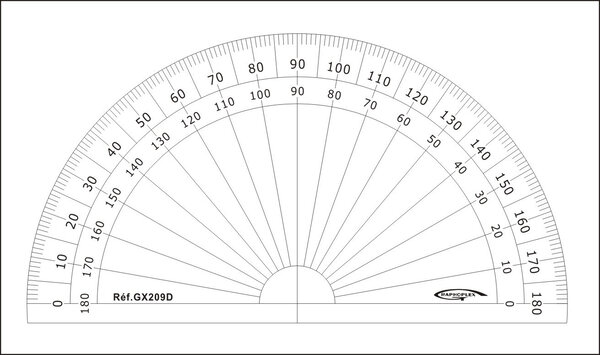Rapporteur 1/2 cercle degrés Ø 10 cm