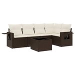 vidaXL Salon de jardin avec coussins 6 Pièces marron résine tressée