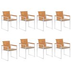 vidaXL Chaises de jardin lot de 8 avec coussins Bois d'acacia solide