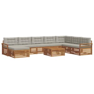 vidaXL Ensemble de canapés d'extérieur 9 Pièces Gris Naturel et Clair