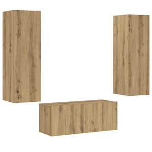 vidaXL Meubles TV muraux 3 Pièces chêne artisanal bois d'ingénierie