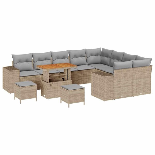 vidaXL Ensemble de canapé de jardin 12 Pièces Beige  Gris clair