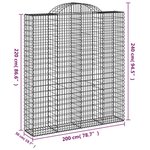 vidaXL Paniers à gabions arqués 18 Pièces 200x50x220/240 cm Fer galvanisé
