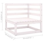 vidaXL Salon de jardin 13 Pièces avec coussins Blanc Bois de pin massif