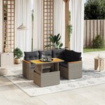 vidaXL Salon de jardin 5 Pièces avec coussins gris résine tressée