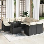 vidaXL Ensemble de canapé de jardin 9 pièces avec coussins Noir Poly Rattan