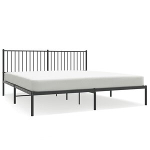 vidaXL Cadre de lit métal avec tête de lit noir 180x200 cm