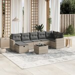 vidaXL Salon de jardin 8 Pièces avec coussins gris clair résine tressée