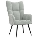 vidaXL Chaise de relaxation avec tabouret Gris clair Velours