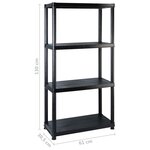 vidaXL Étagère de rangement à 4 niveaux Noir 122x30 5x130 cm Plastique