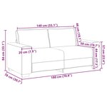 vidaXL Canapé 2 places Noir 140 cm Tissu