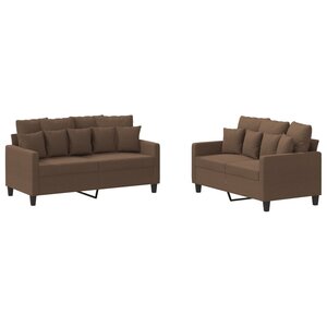 vidaXL Ensemble de canapés 2 Pièces avec coussins Marron Tissu