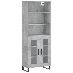 vidaXL Buffet haut Gris béton 69 5x34x180 cm Bois d'ingénierie