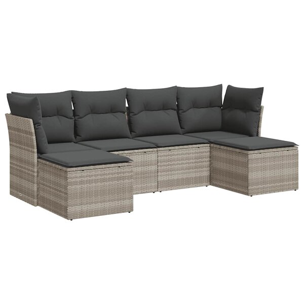 vidaXL Salon de jardin 6 Pièces avec coussins gris clair résine tressée