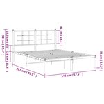 vidaXL Cadre de lit métal avec tête de lit blanc 140x200 cm