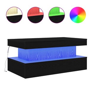 vidaXL Table basse avec lumières LED chêne noir 90x50x40 cm
