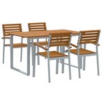 vidaXL Ensemble de jardin 5 pièces en bois d'acacia et métal