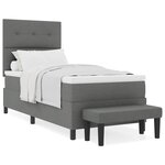 vidaXL Lit à ressorts avec matelas Gris foncé 100 x 200 cm tissu