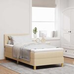 vidaXL Lit à ressorts avec matelas Crème 90 x 190 cm tissu