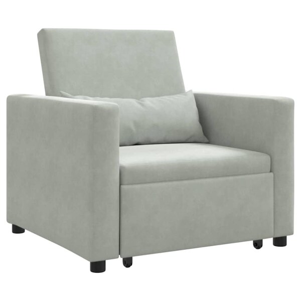 vidaXL Canapé Lit Simple Gris clair 90 x 165 x 87 cm Velours