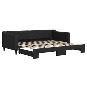 vidaXL Lit de jour avec gigogne sans matelas noir 90x200 cm