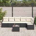vidaXL Ensemble de canapé de jardin avec coussin 7 Pièces Marron et Crème