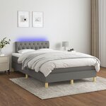 vidaXL Sommier à lattes de lit matelas LED gris foncé 120x190 cm tissu