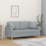 vidaXL Canapé 2 places avec oreillers gris clair 140 cm tissu