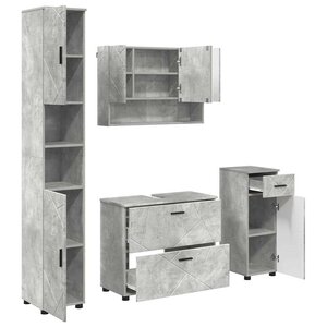 vidaXL Ensemble de mobilier de salle de bain 4 Pièces Gris béton
