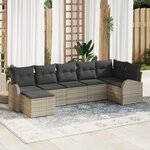 vidaXL Ensemble de canapé de jardin 7 pièces avec coussins gris clair en poly rotin