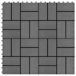vidaXL Carreau de terrasse 11 Pièces WPC 30 x 30 cm 1 m² Gris