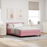 vidaXL Lit à ressorts rose avec matelas 140x190 cm en velours