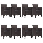vidaXL Ensemble de salle à manger de jardin 9 pièces avec coussins Marron Poly Rattan
