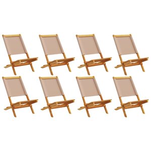 vidaXL Chaises de jardin pliantes lot de 8 taupe tissu et bois massif