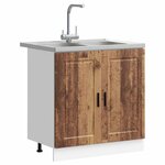 vidaXL Meuble sous évier Porto 2 Pièces Marron Bois d'ingénierie
