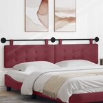 vidaXL Tête de lit suspendue Avec lumière LED Bordeaux Tissu